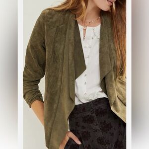 Anthropologie Blank NYC Green Faux Suede Jacket
